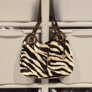 MICHAEL Michael Kors Zebra Print Marina Bucket Large Canvas Drawstring Tote